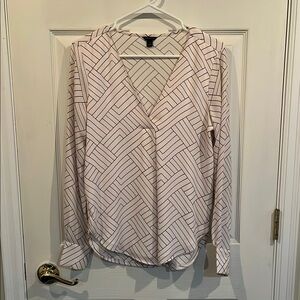 Ann Taylor Elegant Cream Patterned Women's Top